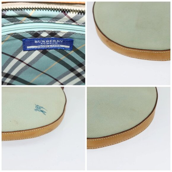 BURBERRY Blue Label Shoulder Bag Canvas Light Blue Silver Auth - Picture 16 of 16